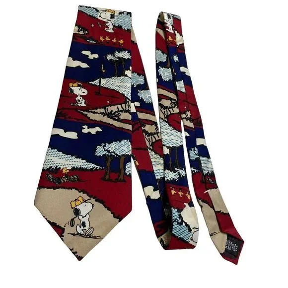 Peanuts Tie Mens Necktie Silk Snoopy's My Name Golf's My Game Peanuts Novelty - Picture 7 of 7
